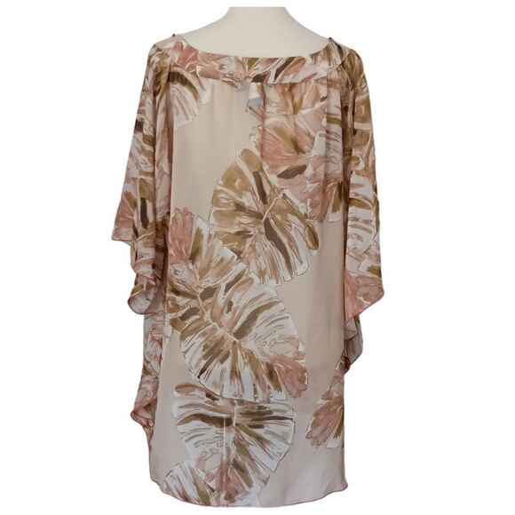 Lane Bryant Sheer Poncho Top Sz 2X 18 20 Beaded Leaf Print Tropical Kimono Flowy - Picture 4 of 13
